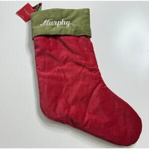 NWT POTTERY BARN Basic Velvet Stocking Emboridered MURPHY